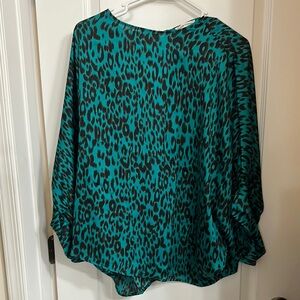 Teal Leopard Print Women's Top